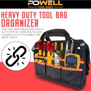 Tool Bag Organizer Heavy Duty with 14” Wide Mouth and Clear ID Slot