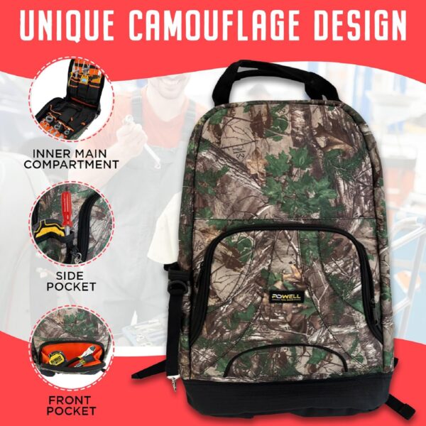 Camo Tool Backpack Tool Bag Cam, Heavy Duty, Over 35 Pockets