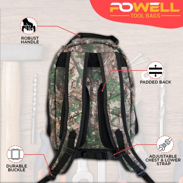 Camo Tool Backpack Tool Bag Cam, Heavy Duty, Over 35 Pockets