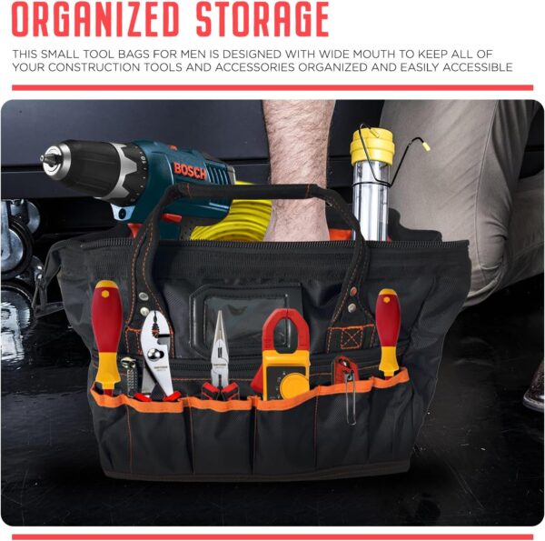 Tool Bag Organizer Heavy Duty with 14” Wide Mouth and Clear ID Slot