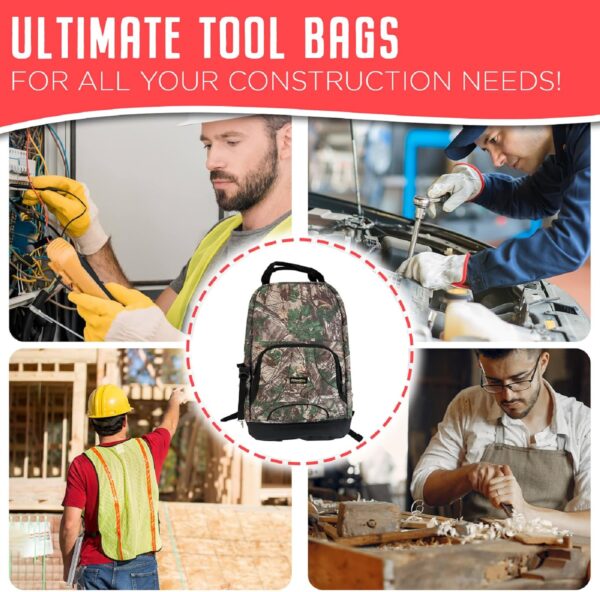 Camo Tool Backpack Tool Bag Cam, Heavy Duty, Over 35 Pockets