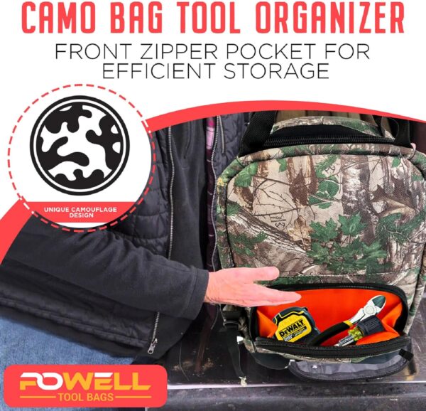 Camo Tool Backpack Tool Bag Cam, Heavy Duty, Over 35 Pockets