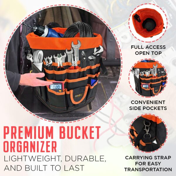 Bucket Tool Bag Organizer, Heavy Duty, Over 60 Pockets