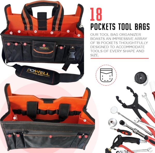 Tool Bag Organizer Heavy Duty with Over 18 Pockets