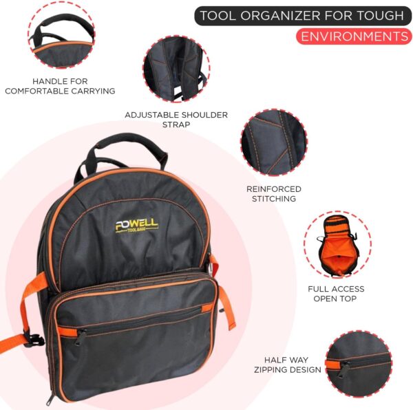 Tool Backpack Tool Bag Heavy Duty Over 70 Pockets