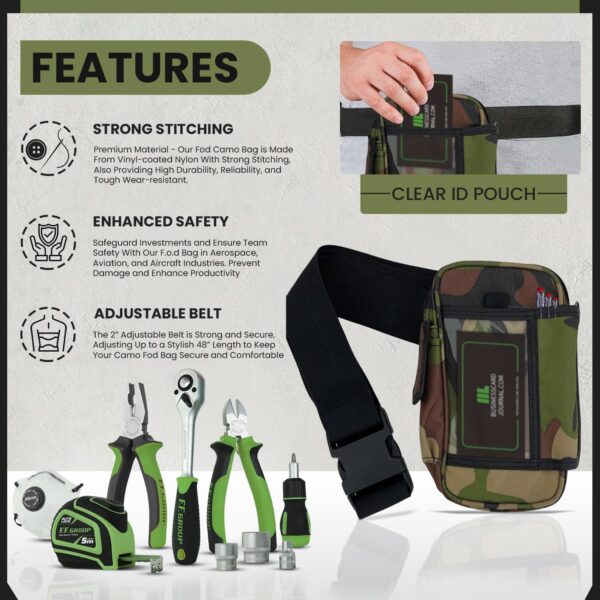 Camo Bag FOD Bag Tool Bag With Multiple Pockets and Adjustable Belt